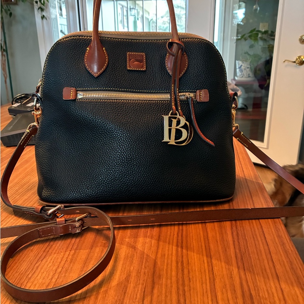 Dooney & Bourke Black and Brown Leather Satchel
